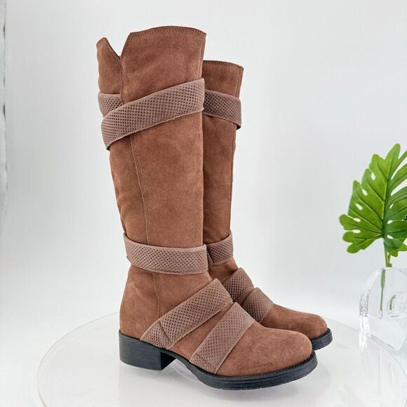 Miz Mooz Women's Noland Knee High Brown Suede Boot Size 36 6 Zip up Block Heel - Picture 2 of 16
